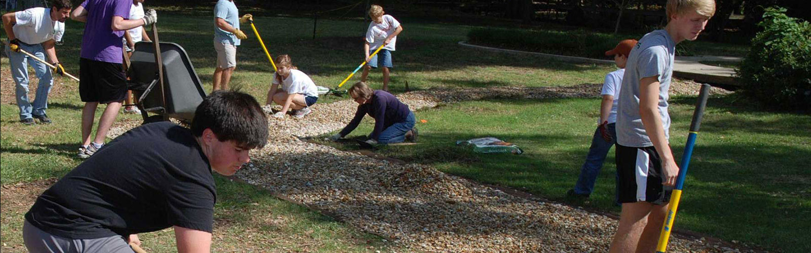 School kids designing a garden